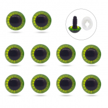 Oczka do Zabawek i Lalek ze Sztyftem i Zatrzaskiem Plastikowe, Żółto-Zielone, 11mm, 10szt (13WB31655)