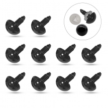 Oczka z Zatyczką do Zabawek i Lalek, Plastikowe, Czarne, 15 mm, 10 szt (13WB31658)