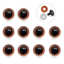 Oczka do Zabawek i Lalek, Żywica Epoksydowa, 2 Zatrzaski, Pomarańczowe, 20mm, 10szt (13WB31663)