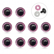 Oczka do Zabawek i Lalek, Żywica Epoksydowa, 2 Zatrzaski, Różowe, 10mm, 10szt (13WB31669)