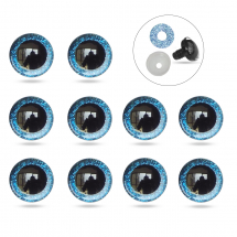 Oczka do Zabawek i Lalek, Żywica Epoksydowa, 2 Zatrzaski, Niebieskie, 12mm, 10szt (13WB31671)