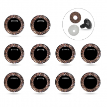 Oczka do Zabawek i Lalek, Żywica Epoksydowa, 2 Zatrzaski, Brązowe, 12mm, 10szt (13WB31682)