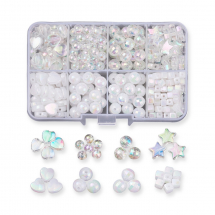 Zestaw Koraliki Akryl do Tworzenia Biżuterii, Kolor AB, Mix, 105x66x23mm, około 355szt/set (13WB31749)