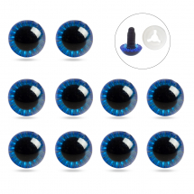 Oczka do Zabawek ze Sztyftem i Zatrzaskiem Plastik, Niebieski, 19.5mm, Zatrzask 15x4mm, 10szt (13WB31931)