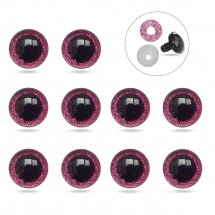 Oczka do Zabawek i Lalek, Żywica Epoksydowa, 2 Zatrzaski, Ciemnoróżowe, 10mm, 10szt (13WB31939)