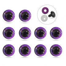 Oczka do Zabawek i Lalek, Żywica Epoksydowa, 2 Zatrzaski, Fioletowe, 12mm, 10szt (13WB31946)