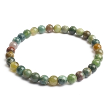 Браслет з Намистин Натурального Індійського Агата Еластичний, 5-6см, Намистина 5.8-6.8мм, 27-31шт/браслет, (13WB31994)