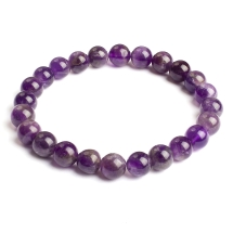 Браслет з Намистин Натурального Аметиста Еластичний, 5.5-6см, Намистина 8мм, 20-23шт/браслет, (13WB31995)