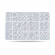 Силіконова Форма, Молд для Рукоділля, Кабошонов, Мікс Форм, Біла, 255x161x15мм, (13WB32001)