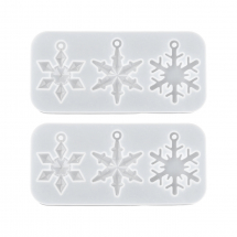 Силіконова Форма Молд для Рукоділля Сніжинка, Біла, 147х70х8.5мм, отвір 4мм, (13WB32008)