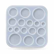 Силіконова Форма Молд для Рукоділля, Кабошонов, Плоска Кругла, Біла, 91х91х5мм, Внутрішній Діаметр 8-24мм (13WB32009)