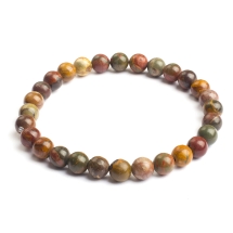 Браслет з Натуральної Поліхромної Яшми  Пікассо, Еластичний, Намистина 5.8-6.8мм, близько 27-31шт/браслет, (13WB32018)