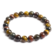 Браслет з Натурального Тигрового Ока, Еластичний, Намистина 8мм, близько 20-23шт/браслет, (13WB32022)