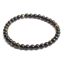 Браслет з Натурального Золотистого Обсидіана, Еластичний, Намистина 5.8-6.8мм, близько 27-31шт/браслет, (13WB32027)