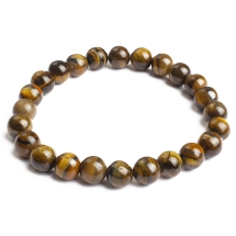 Браслет з Натурального Тигрового Ока, Еластичний, Намистина 8мм, близько 20-23шт/браслет, (13WB32029)