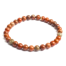 Браслет з Натуральної Червоної Яшми, Еластичний, Намистина 5.8-6.8мм, близько 27-31шт/браслет, (13WB32032)