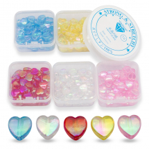 Набір в Контейнерах Акрилові Намистини Серце Прозорі, Мікс, 8х8х3мм, близько 200шт/упак, (13WB32050)