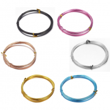 Drut Aluminiowy do Rękodzieła, Mix 6 Kolorów, 1mm, 5 m / motek, 6 motków / Zestaw (13WB31498)