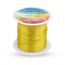 Drut Miedziany do Rękodzieła i Biżuterii, Trwała Powłoka Złota, Grubość 0.5mm, 23m/Szpulka (13WB32033)