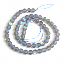 Koraliki Syntetyczny Kamień Księżycowy, Okrągłe, Holograficzne, Kolor AB, Szare, 6mm, 57szt/36cm (13WB32105)