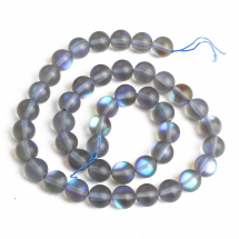Koraliki Syntetyczny Kamień Księżycowy, Okrągłe, Holograficzne, Kolor AB, Szare, 8mm, 43szt/36cm (13WB32106)