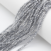 Koraliki Szklane Galwanizowane, Fasetowane Rondelle, Platynowane, 3x2mm, około 137szt/32cm/nic, 10nitek (13WB32126)