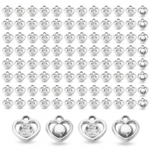 Підвіски Кулони Акрилові Серце з Акриловими Стразами УФ-покриття, Платина, 14х15х5мм, Отвір 1.8мм, 100 шт/упак (13WB32137)