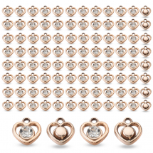 Підвіски Акрилові Кулони Серце з Акриловими Стразами УФ-Покриття, Світле Золото, 14х15х5мм, Отвір 1.8мм, 100шт/упак, (13WB32138)