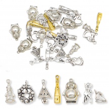 Набір Кулони та Підвіски Новорічні та Різдвяні, Мікс 10 Форм, 40шт/набір, (13WB32162)