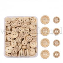 Guziki Drewniane Okrągłe Handmade, 15-20mm, Otwór 2mm, 150szt/zestaw (13WB26503)