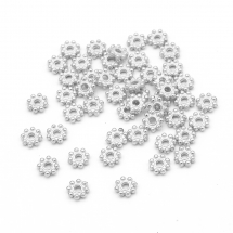 Намистини-Розділювачі Біжутерний Сплав Квітка, Срібло, 5х1.5мм, Отвір 1мм, 300шт/упак, (13WB32059)