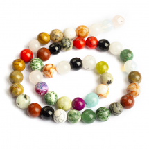 Намистини Натуральні Змішані Камені Круглі, Мікс, 8-8.5мм, Отвір 1мм, близько 45шт/37см/нитка, (13WB32265)