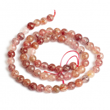 Koraliki Naturalny Kwarc Truskawkowy, Okrągłe, 6mm, około 43szt/38cm/sznur (13WB32266)
