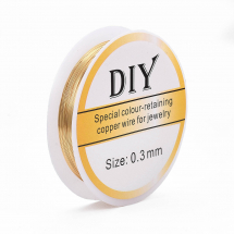 Drut Miedziany, do Tworzenia Biżuterii, Trwała Powłoka, Jasny Złoty, 0.3mm, 15m/szpula, (13WB32179)