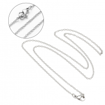 Намисто Ланцюжок Нержавіюча Сталь Плетіння Якірне з Застібкою Карабін-Лобстер, 50см, Ланка 2x1.5мм, 20шт/упак, (13WB32212)