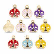 Набір Підвіски Кулони зі Сплаву з Емаллю Сонечко, Мікс і Світле Золото, 23x19.5x2мм, Отвір 1.6мм, 5 кольорів/2шт, 10шт/упак, (13WB32277)