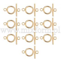 Zapięcie Toggle, do Rękodzieła i Biżuterii, Stal Nierdzewna, Pozłacane 18K, 18.5x13.5x2mm, 10 szt (13WB32294)