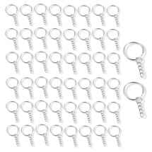 Кільце Замочок Залізне з Ланцюжком для Брелоків та Ключів, Платина, Довжина 46мм, Кільце 24x2мм, Ланка 6x4.5мм, (13WB32322)