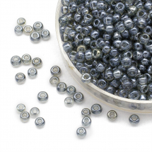 Koraliki Chińskie 12/0, Przezroczysty, Szary 112, Okrągły, 100g (3WB3770)