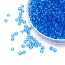 Koraliki Chińskie 12/0, Przezroczysty, Niebieski 3, Okrągły, 100g (3WB3799)