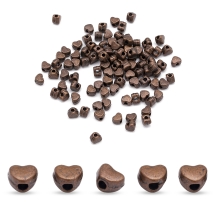 Намистини-Роздільники, Сплав, Серце, Колір: Мідь, Розмір: 3.5х4х3мм, Отвір 1.5мм, (5WB4858)