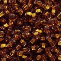 Koraliki Preciosa 33129/17110/10, Przezroczyste z Srebrnym Paskiem, Brązowe, Okrągłe, 50g (3WB4378)