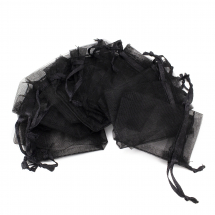 Подарунковий Мішечок з Органзи Прозорий, Чорний, 7x5х0.2см, 100шт/упак, (13WB32190)