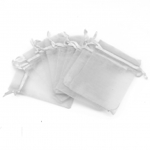 Подарунковий Мішечок з Органзи зі Стрічками Прозорий, Сірий, 10x8см, 100шт/упак, (13WB32204)