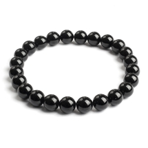Браслет з Натурального Обсидіана, Еластичний, Намистина 8-9мм, (13WB32286)