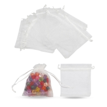 Подарунковий Мішечок з Органзи з Кулісою Прозорий, Білий, 10x8см, 100шт/упак, (13WB32292)