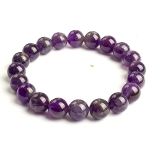 Браслет з Натурального Аметиста, Еластичний, Намистина 10мм, близько 17-20шт/браслет, (13WB32298)