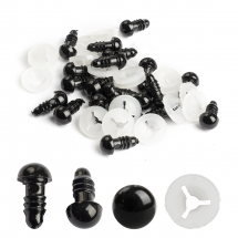 Oczka Bezpieczne do Zabawek i Lalek, Plastikowe, Czarny, 8mm, Długość 16mm, 20szt (13WB32299)