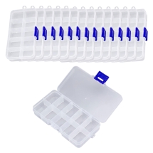 Контейнер для Бісеру та Намистина Пластиковий, Прямокутний, 10 Відсіків (Знімні), Безбарвний, 13x7х2.3см, (13WB32311)