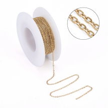 Ланцюг Якірного Плетення Нероз'ємний, Нержавіюча Сталь, Золото, 1.5x1.2x0.5мм, 10м/котушка, (13WB32327)